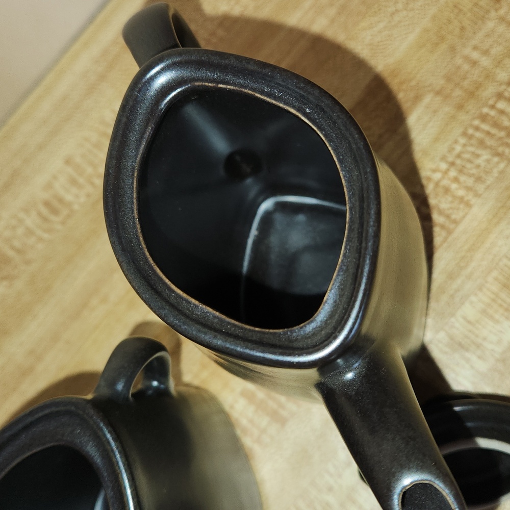 Japanese Vintage Black Ceramic Teapot and Sugar Bowl Set - Picture 7 of 10